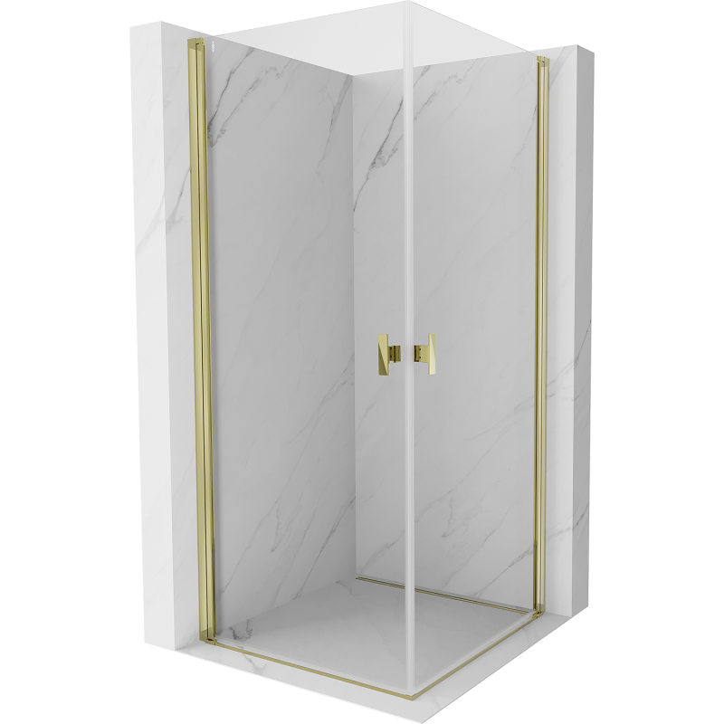 Cabină de duș cu uși pivotante Mexen Mist-B Duo 70 x 70 cm, transparentă, aurie - 8A2-070-070-50-00