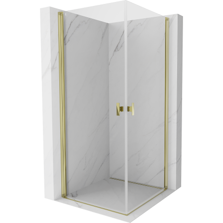 Cabină de duș cu uși pivotante Mexen Mist-B Duo 70 x 70 cm, transparentă, aurie - 8A2-070-070-50-00