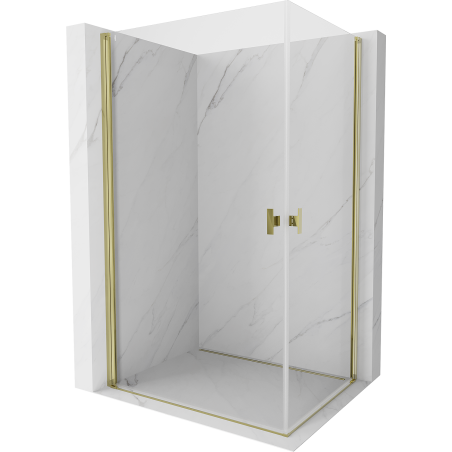 Mexen Mist-B Duo cabină de duș pivotantă 100 x 70 cm, transparent, auriu - 8A2-100-070-50-00