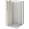 Cabină de duș Mexen Mist semicirculară basculantă 100 x 100 cm, transparent, auriu periat - 8A32-100-100-55-00
