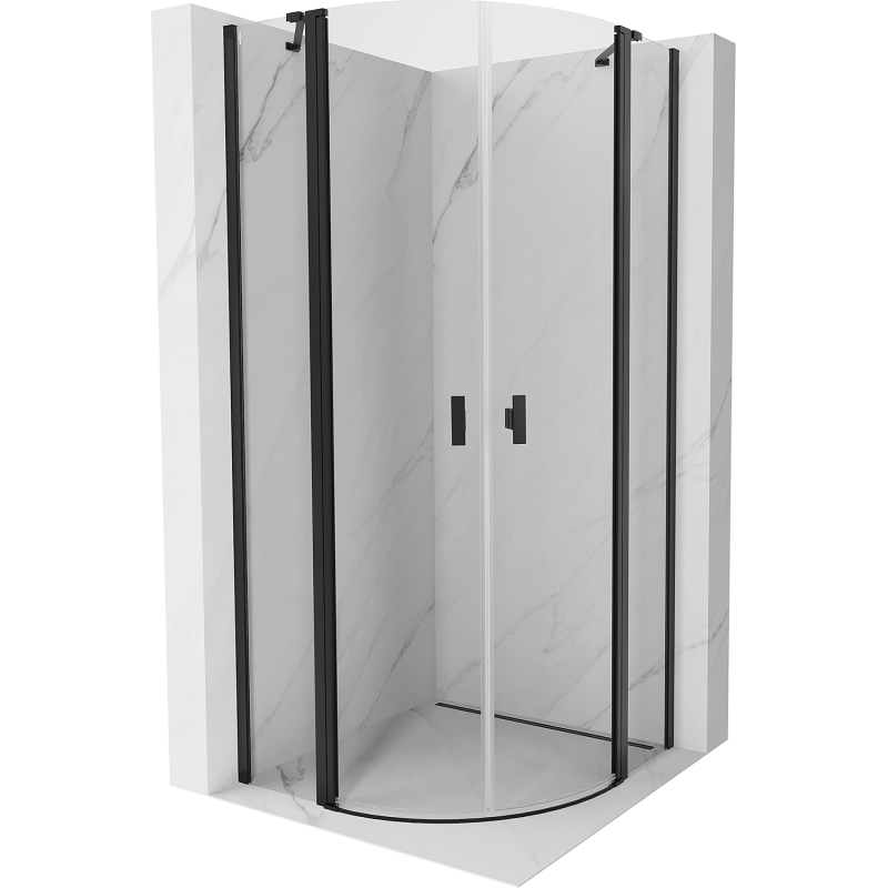 Mexen Mist félköríves nyíló zuhanykabin 90 x 90 cm, átlátszó, fekete - 8A32-090-090-70-00