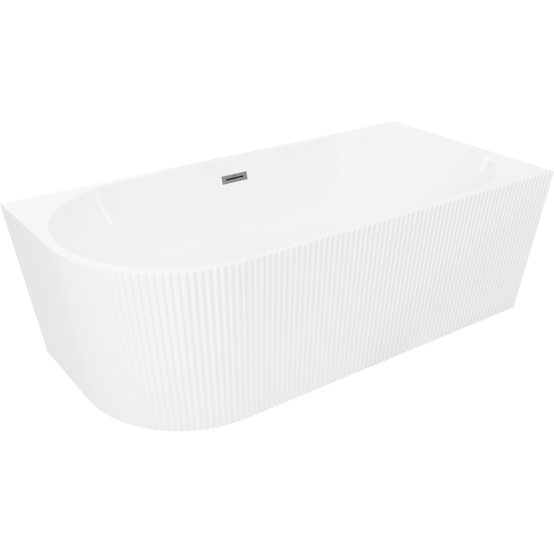 Mexen Silo cadă de baie independentă colțară dreapta cu caneluri 170 x 80 cm, albă, deversor din metal gun