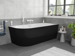 Cadă freestanding Mexen Silo colț dreapta cu textură, 170 x 80 cm, alb/negru, preaplin alb - 52891708075P-20