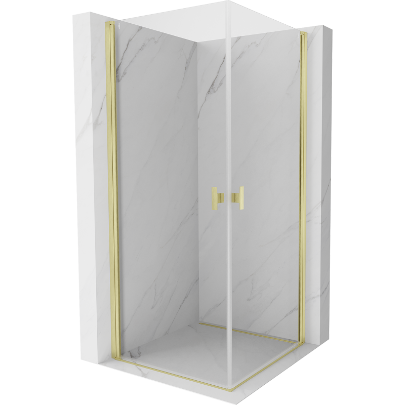Mexen Mist-B Duo cabină de duș pivotantă 70 x 70 cm, transparentă, auriu periat - 8A2-070-070-55-00