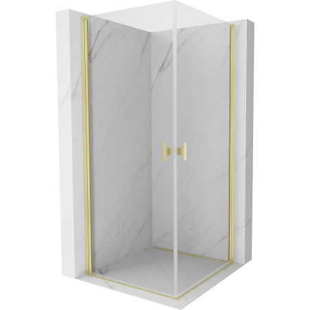 Mexen Mist-B Duo cabină de duș pivotantă 70 x 70 cm, transparentă, auriu periat - 8A2-070-070-55-00