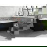 Mexen Silo cadă de baie freestanding colț dreapta canelată 170 x 80 cm, alb/negru, preaplin aur roz - 52891708075P-60