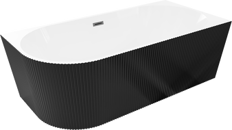 Mexen Silo szabadon álló sarokkád jobb bordázott 170 x 80 cm, fehér/fekete, gun gray kefélt túlfolyóval