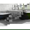 Mexen Silo cadă freestanding colțar dreapta striată 170 x 80 cm, alb/negru, preaplin gun gray periat- 52891708075P-66