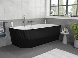 Mexen Silo cadă freestanding colțar dreapta striată 170 x 80 cm, alb/negru, preaplin gun gray periat- 52891708075P-66