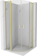 Mexen Mist L cabină de duș semirotundă cu ușă batantă 100 x 100 cm, transparent, auriu periat - 8A32L-100-100-55-00