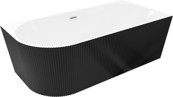 Mexen Silo jobb oldali szabadon álló sarokkád, bordázott, 170 x 80 cm, fehér/fekete, szálcsiszolt nikkel - 52891708075P-97