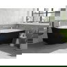 Mexen Silo cadă freestanding colț dreapta cu caneluri 170 x 80 cm, alb/negru, preaplin nichel periat - 52891708075P-97