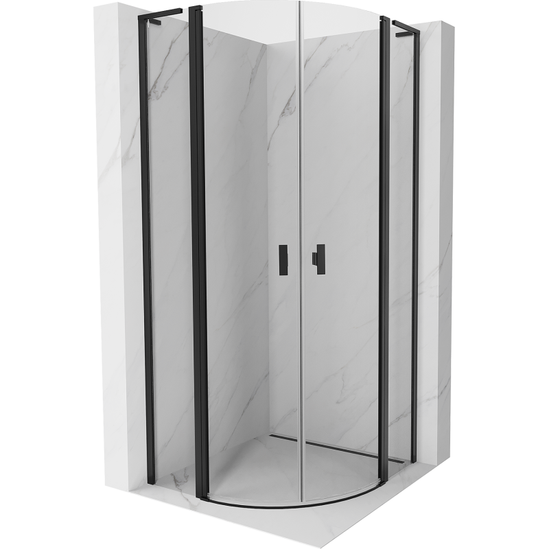 Mexen Mist L cabină de duș semicirculară cu balamale 90 x 90 cm, transparent, negru - 8A32L-090-090-70-00