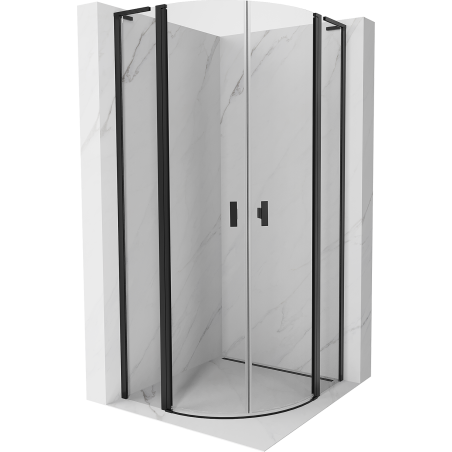 Mexen Mist L cabină de duș semicirculară cu balamale 90 x 90 cm, transparent, negru - 8A32L-090-090-70-00