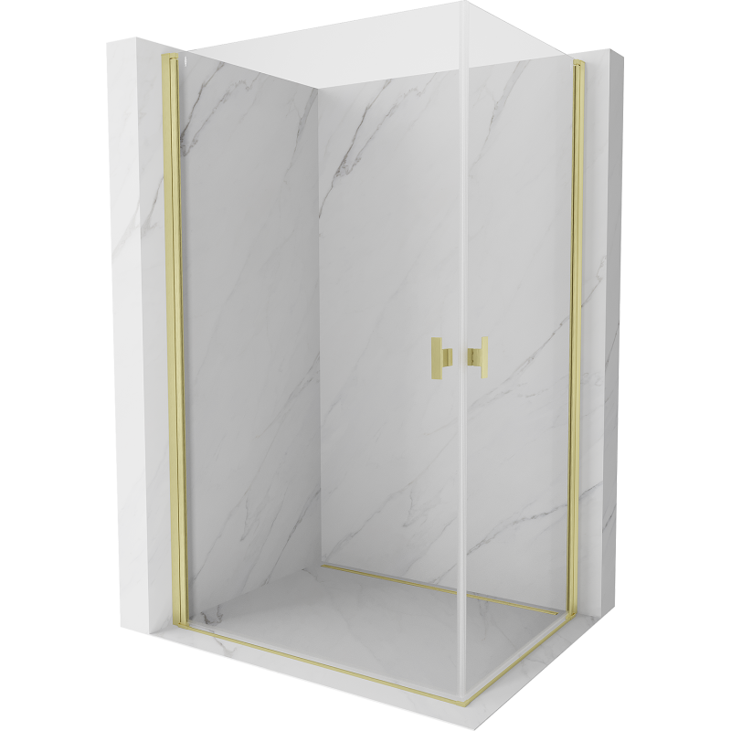 Mexen Mist-B Duo cabină de duș pivotantă 100 x 80 cm, transparentă, auriu periat - 8A2-100-080-55-00