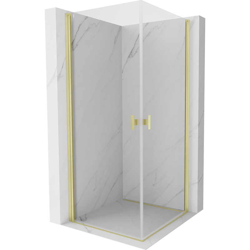 Mexen Mist-B Duo cabină de duș cu uși pivotante 85 x 85 cm, transparent, auriu periat - 8A2-085-085-55-00