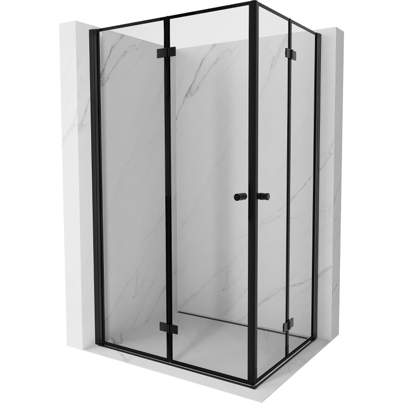 Cabină de duș pliabilă Mexen Mist-F Duo 85 x 80 cm, cadru negru, negru - 8A6-085L-080P-70-70