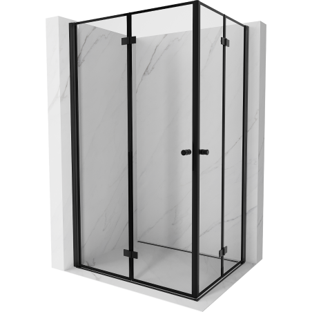 Cabină de duș pliabilă Mexen Mist-F Duo 85 x 80 cm, cadru negru, negru - 8A6-085L-080P-70-70