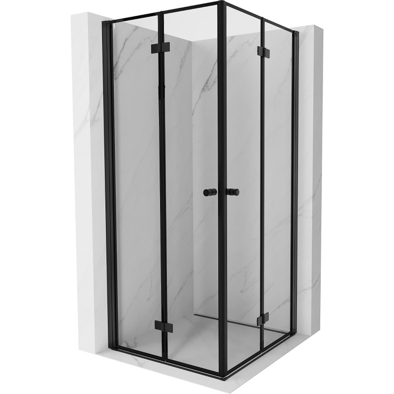 Mexen Mist-F Duo cabină de duș pliabilă 85 x 85 cm, ramă neagră, neagră - 8A6-085L-085P-70-70
