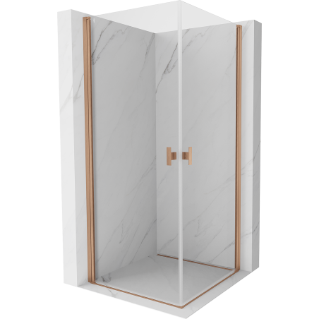 Cabină de duș Mexen Mist-B Duo cu uși rabatabile 70 x 70 cm, transparentă, cupru periat - 8A2-070-070-65-00