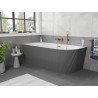 Mexen Silo sarokba helyezhető, szabadon álló baloldali bordázott fürdőkád 150 x 75 cm, fehér/szürke, selyemfényű réz