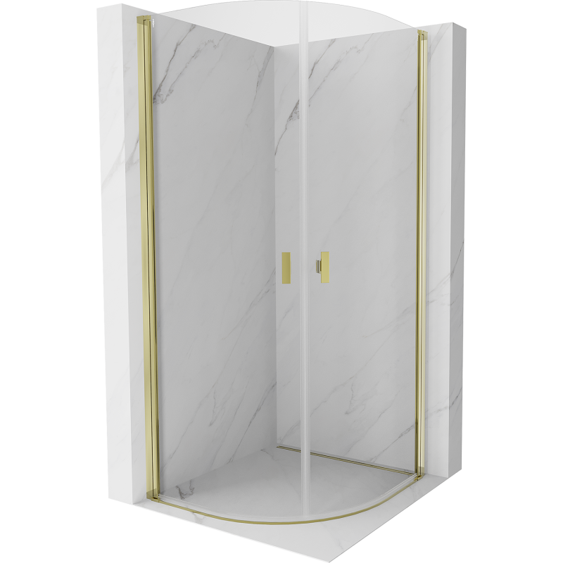 Mexen Mist cabină de duș semicirculară cu uși batante 70 x 70 cm, transparent, auriu - 8A31-070-070-50-00