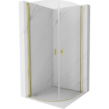 Mexen Mist cabină de duș semicirculară cu uși batante 70 x 70 cm, transparent, auriu - 8A31-070-070-50-00