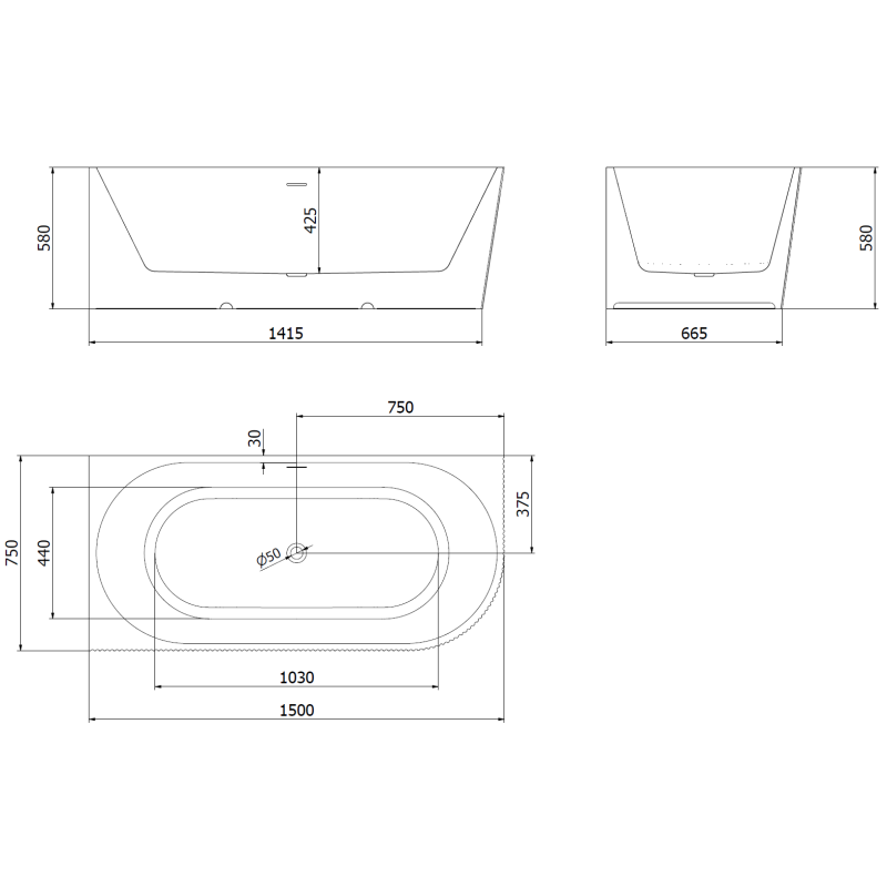 Mexen Silo cadă de baie freestanding colț stânga cu striuri 150 x 75 cm, alb/gri, preaplin negru - 52891507562L-70