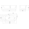 Mexen Silo cadă de baie freestanding colț stâng canelată 150 x 75 cm, alb/gri, preaplin negru - 52891507562L-70