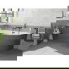 Mexen Silo cadă de baie freestanding colț stâng canelată 150 x 75 cm, alb/gri, preaplin negru - 52891507562L-70