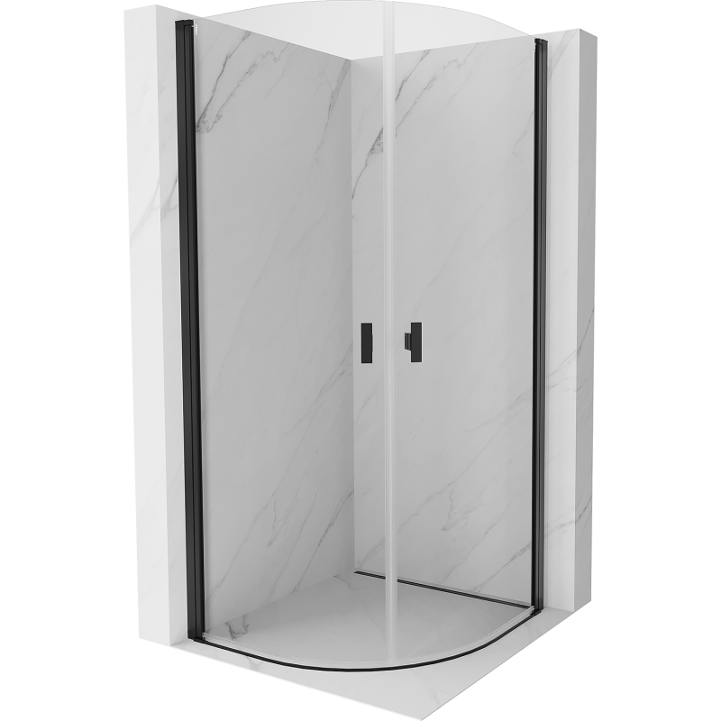 Mexen Mist cabină de duș semirotundă batantă 80 x 80 cm, transparentă, neagră - 8A31-080-080-70-00