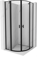 Mexen Mist íves zuhanykabin nyíló ajtóval 80 x 80 cm, fekete keret, fekete - 8A32-080-080-70-70