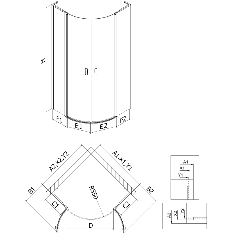Mexen Mist L félköríves zuhanykabin 90 x 90 cm, fekete keret, fekete - 8A32L-090-090-70-70