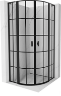 Mexen Mist L cabină de duș semirotundă cu ușă rabatabilă 80 x 80 cm, grilaj negru, negru - 8A32L-080-080-70-77