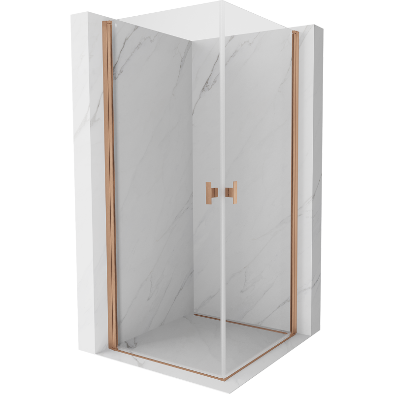 Mexen Mist-B Duo cabină de duș batantă 85 x 85 cm, transparent, cupru periat - 8A2-085-085-65-00