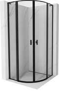 Mexen Mist L cabină de duș semicirculară cu ușă pivotantă 80 x 80 cm, cadru negru, negru - 8A32L-080-080-70-70