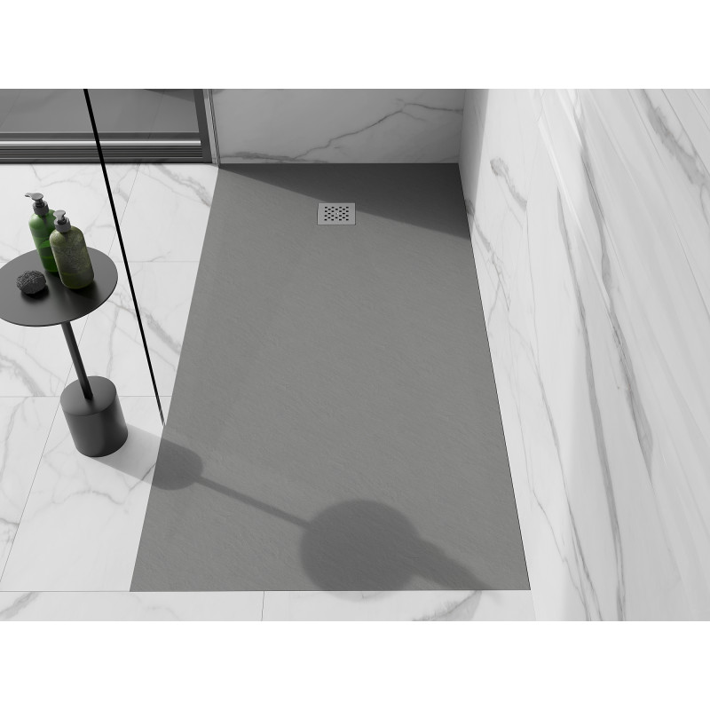 Mexen Stone+ kompozit zuhanytálca téglalap alakú, 160 x 70 cm, szürke-beton - 44617016