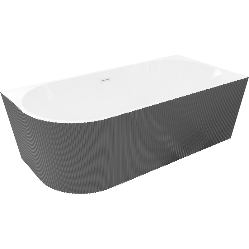 Mexen Silo cadă de baie independentă colțară dreaptă cu șanțuri 150 x 75 cm, alb/gri, preaplin alb - 52891507562P-20