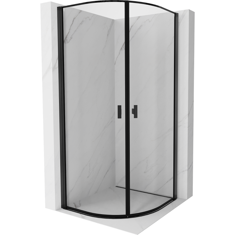 Mexen Mist félköríves zuhanykabin nyíló 90 x 90 cm, fekete keret, fekete - 8A31-090-090-70-70