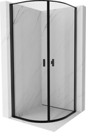 Mexen Mist cabină de duș semirotundă cu ușă pivotantă 90 x 90 cm, cadru negru, negru - 8A31-090-090-70-70