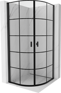 Mexen Mist cabină de duș semirotundă cu uși batante 80 x 80 cm, grilaj negru, negru - 8A31-080-080-70-77