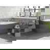 Mexen Silo cadă de baie independentă colțară dreaptă cu caneluri 150 x 75 cm, alb/gri, preaplin auriu periat - 52891507562P-55