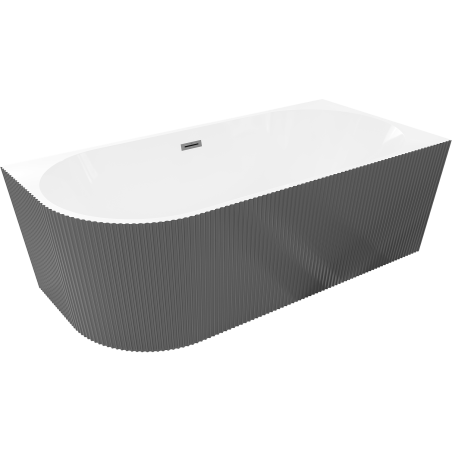 Mexen Silo szabadon álló sarok jobb oldali bordázott kád 150 x 75 cm, fehér/szürke, gun metal túlfolyó - 52891507562P-95