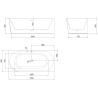 Mexen Silo cadă de baie freestanding de colț dreapta striată 170 x 80 cm, alb/gri, preaplin alb - 52891708062P-20