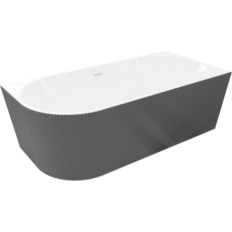 Mexen Silo szabadon álló sarokkád jobb oldalán bordázott 170 x 80 cm, fehér/szürke, fehér túlfolyó - 52891708062P-20