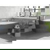 Mexen Silo cadă de baie freestanding de colț dreapta striată 170 x 80 cm, alb/gri, preaplin alb - 52891708062P-20