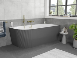 Mexen Silo szabadon álló sarok kád jobboldali bordázott 170 x 80 cm, fehér/szürke, arany matt túlfolyó - 52891708062P-55