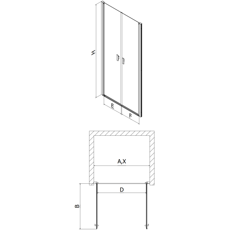 Mexen Mist 120 cm-es nyitható zuhanyajtó, átlátszó, arany - 8A7-120-000-50-00