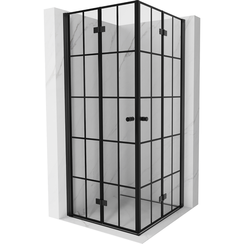 Mexen Mist-F Duo cabină de duș pliabilă 70 x 70 cm, carouri negre, negru - 8A6-070L-070P-70-77