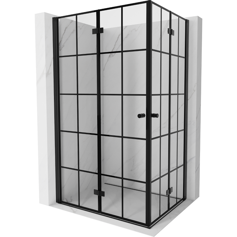 Mexen Mist-F Duo cabină de duș pliabilă 90 x 70 cm, grilaj negru, negru - 8A6-090L-070P-70-77